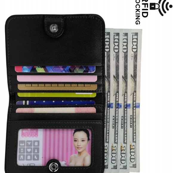 SMALL BLACK LEATHER CARD AND CASH BIFOLD WALLET - Picture 4 of 5